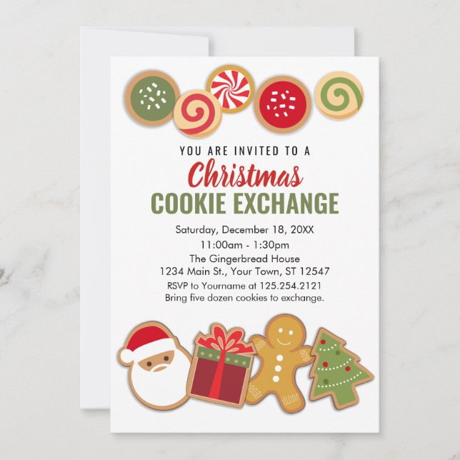 Christmas Holiday Cookie Exchange Invitation (Front)