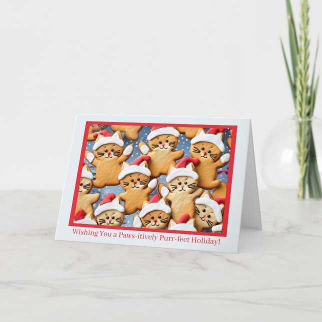Christmas Holiday Cookies with Gingerbread Cats  Card (Front)