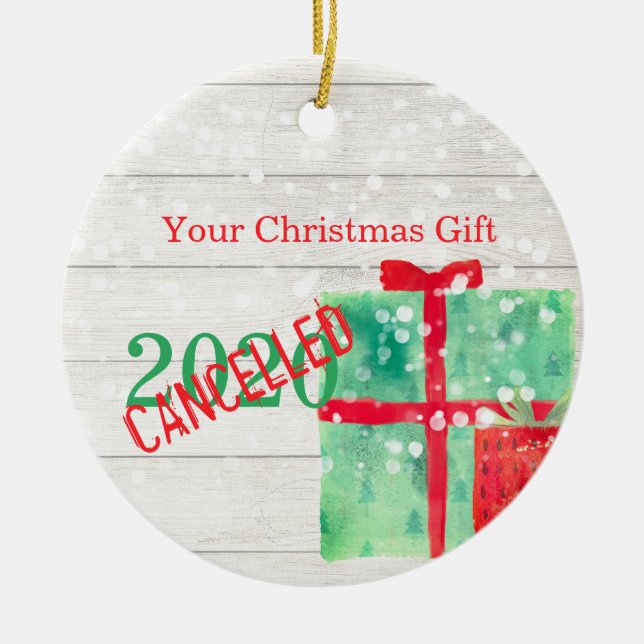 Christmas Holiday Corona Virus 2020 Rustic Wood Ceramic Tree Decoration (Front)