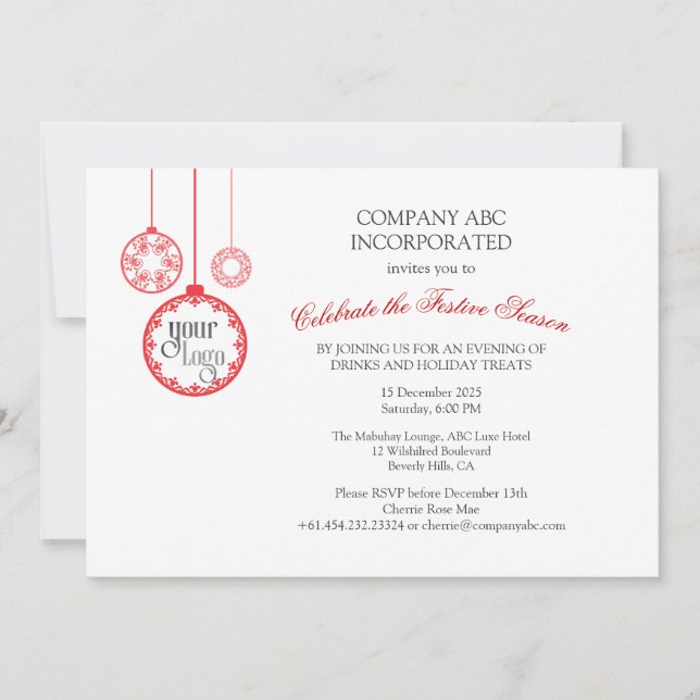Christmas Holiday Corporate Party Invitation (Front)