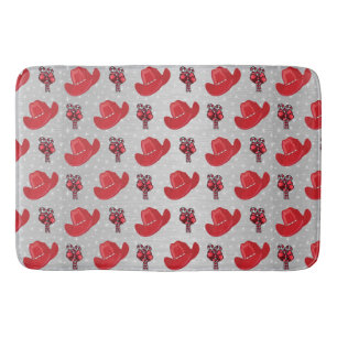 Christmas Holiday Cowboy Hats And Candy Canes Bath Mat
