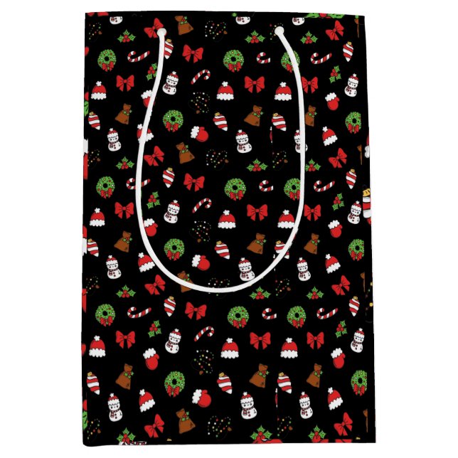 Christmas Holiday Cute Decoration Santa Hat Medium Gift Bag (Front)