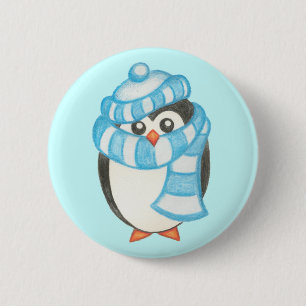 Christmas Holiday Cute Penguin Button