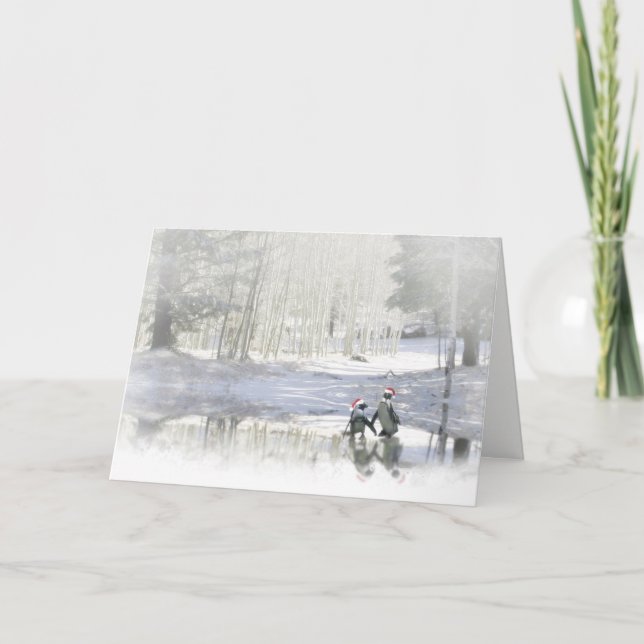 Christmas Holiday Cute Penguins Ice Skating (Front)