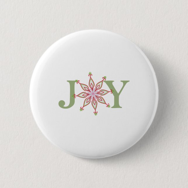 Christmas Holiday Cute Whimsical Joy Snowflake  6 Cm Round Badge (Front)