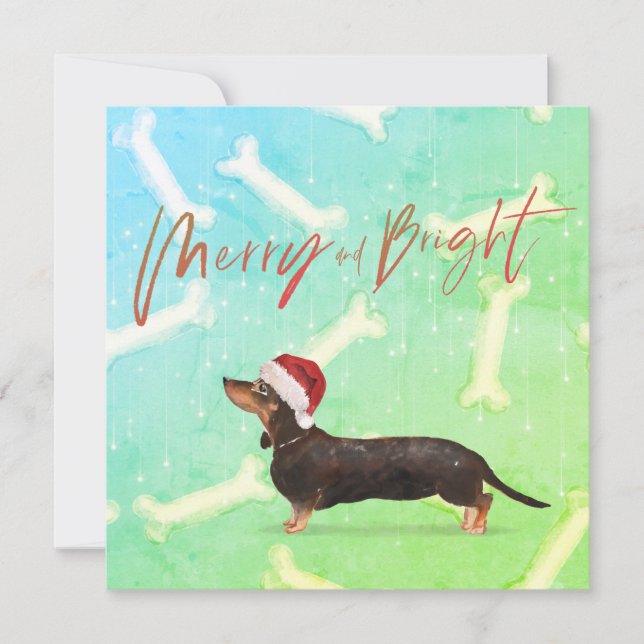 Christmas Holiday Dachshund Dog Pattern Greeting (Front)