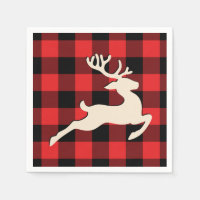 Christmas Holiday Deer Antlers Red Black Gingham