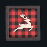 Christmas Holiday Deer Red Black Gingham Gift Box<br><div class="desc">Rustic Christmas holiday ivory deer with antlers paper magnetic gift box with a modern black and red gingham pattern background. Great Christmas farmhouse holiday home decor gift. Exclusively designed for you by Happy Dolphin Studio. If you need any help or matching products,  please contact us a happydolphinstudio@outlook.com.</div>