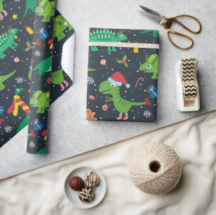Christmas Holiday Dinosaurs Wrapping Paper