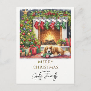 Christmas Holiday Dog Personalised  Postcard