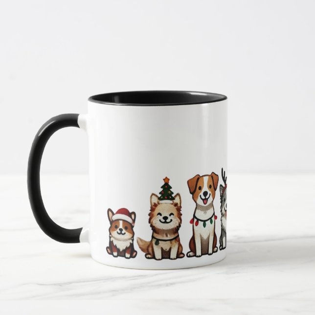 Christmas Holiday Dogs Mugs (Left)