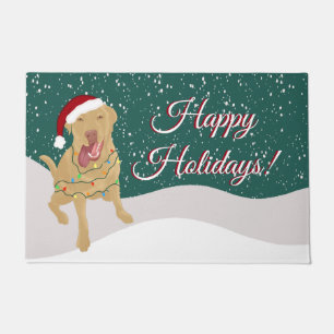 Christmas Holiday Dudley Labrador  Doormat