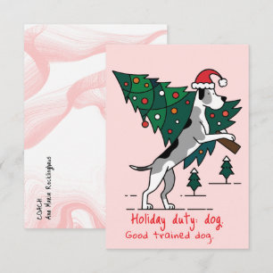 Christmas Holiday duty: dog. Great Dane Version.  Card