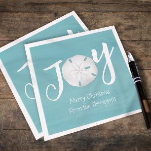 Christmas Holiday Elegant Beach Turquoise Coastal Napkin