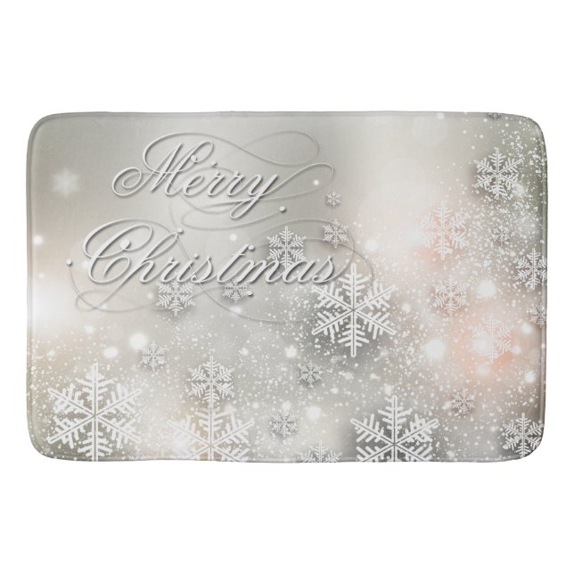 Christmas Holiday Elegant Snowflake Bath Mat (Front)