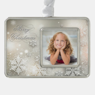 Christmas Holiday Elegant Snowflake Frame Ornament