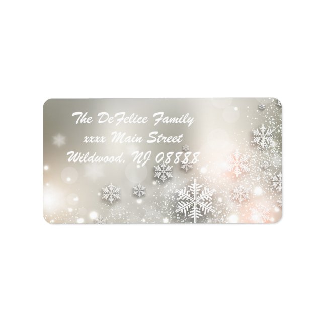 Christmas Holiday Elegant Snowflake Label (Front)