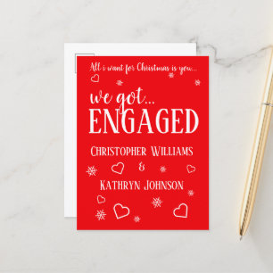 Christmas Holiday Engagement Announcement Postcard