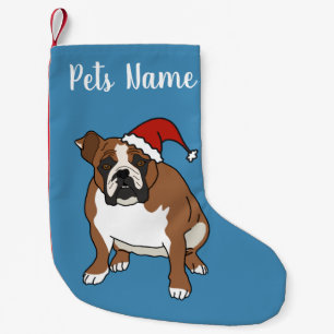 Christmas Holiday English Bulldog  Small Christmas Stocking