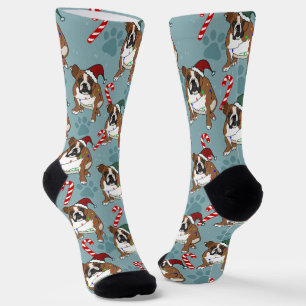 Christmas Holiday English Bulldog Socks