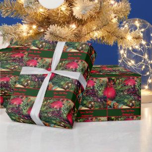 Christmas Holiday Evergreens Berries Personalised Wrapping Paper