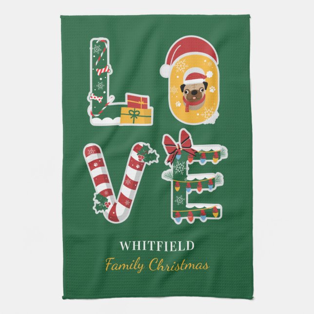 Christmas Holiday Family Housewarming Tea Towel (Vertical)
