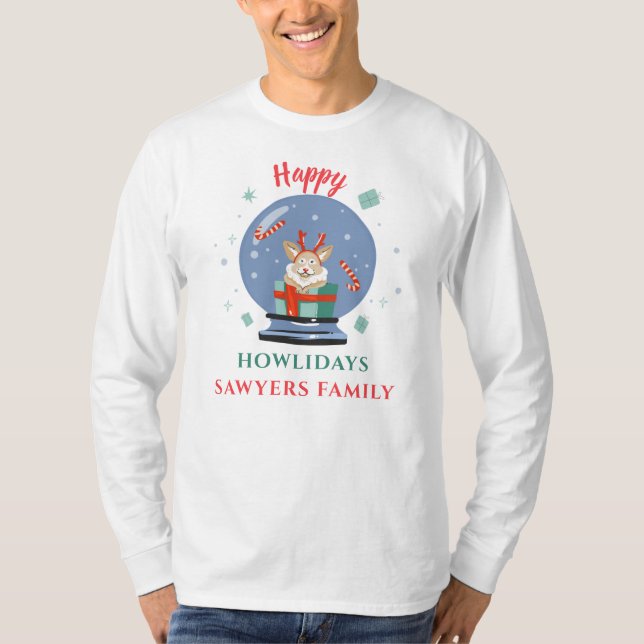 Christmas Holiday Family Matching Dog Howlidays T-Shirt (Front)