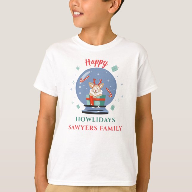 Christmas Holiday Family Matching Dog Howlidays T-Shirt (Front)