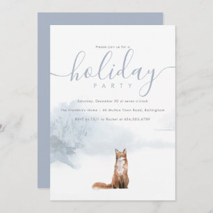 Christmas Holiday Family Party Winter Woodland Fox Invitation