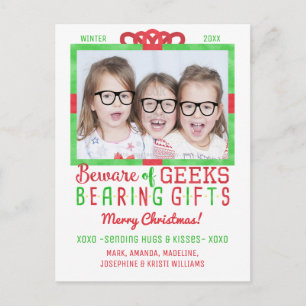 Christmas Holiday Family Photo   Funny Geeks Postcard