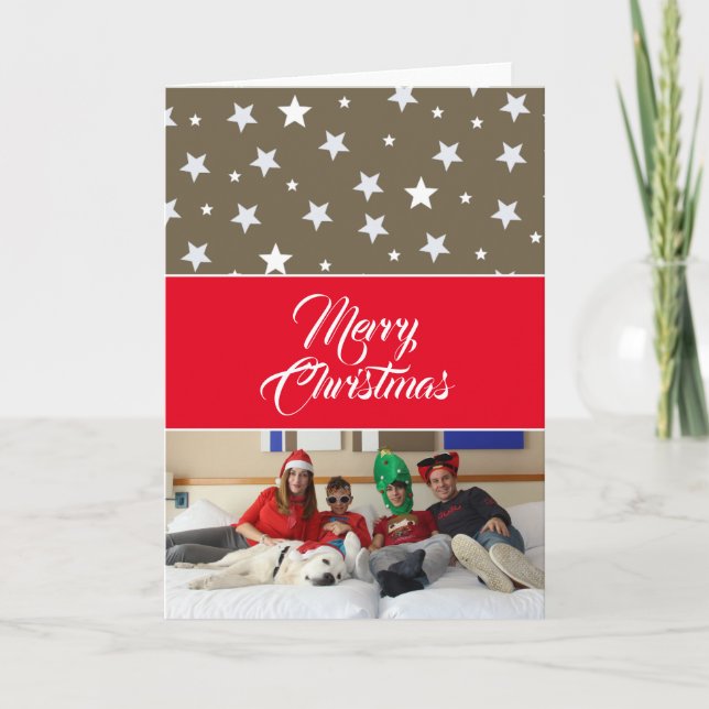 Christmas Holiday Family Photo Red Card (Front)