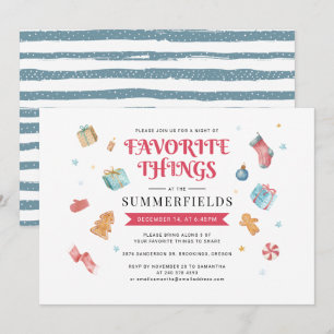 Christmas Holiday Favourite Things Party Invitation