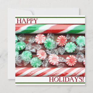 Christmas Holiday festive Candy Canes&hard candies Card