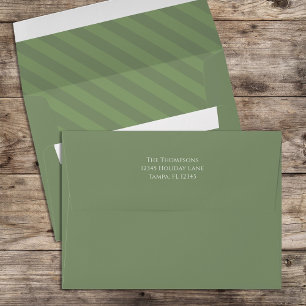 Christmas Holiday Festive Cute Green Striped Envelope
