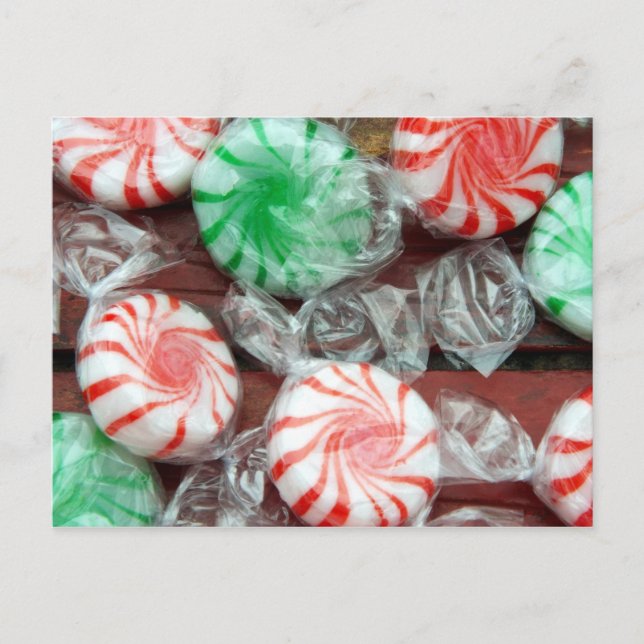 Christmas Holiday festive peppermint hard candies Postcard (Front)