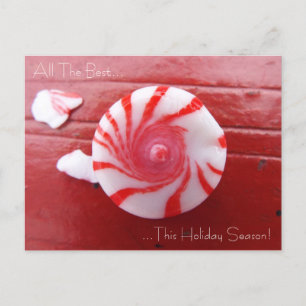 Christmas Holiday festive peppermint swirl candy Postcard