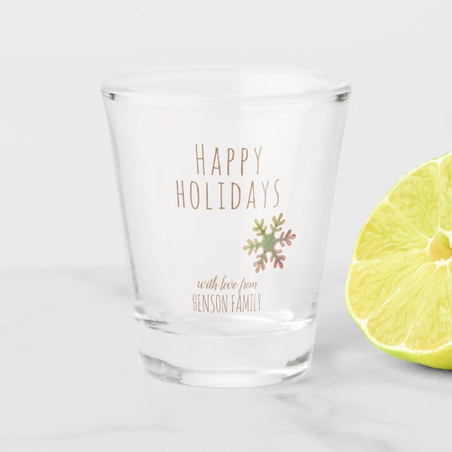 Christmas Holiday Festive Snowflake Personalised Shot Glass (Front)