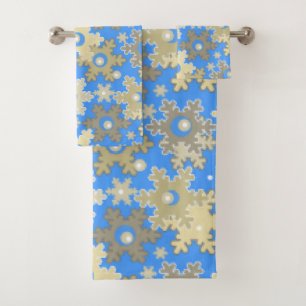 Christmas holiday festive winter snowflakes bright bath towel set