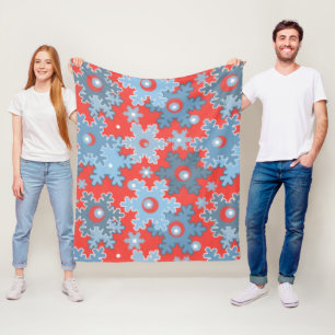 Christmas holiday festive winter snowflakes bright fleece blanket