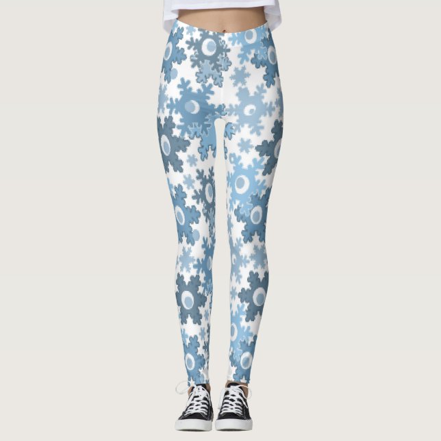 Christmas holiday festive winter snowflakes bright leggings (Front)