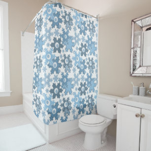 Christmas holiday festive winter snowflakes bright shower curtain