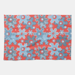 Christmas holiday festive winter snowflakes bright tea towel