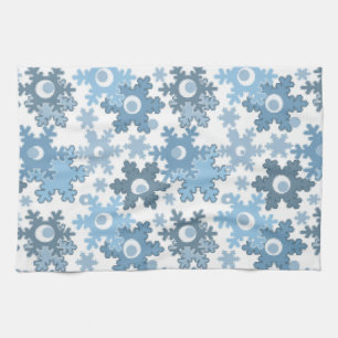 Christmas holiday festive winter snowflakes bright tea towel