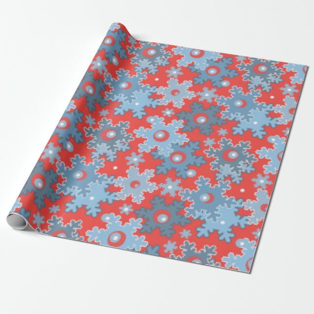 Christmas holiday festive winter snowflakes bright wrapping paper (Unrolled)
