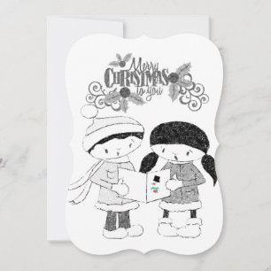Christmas Holiday Flat Greeting Card