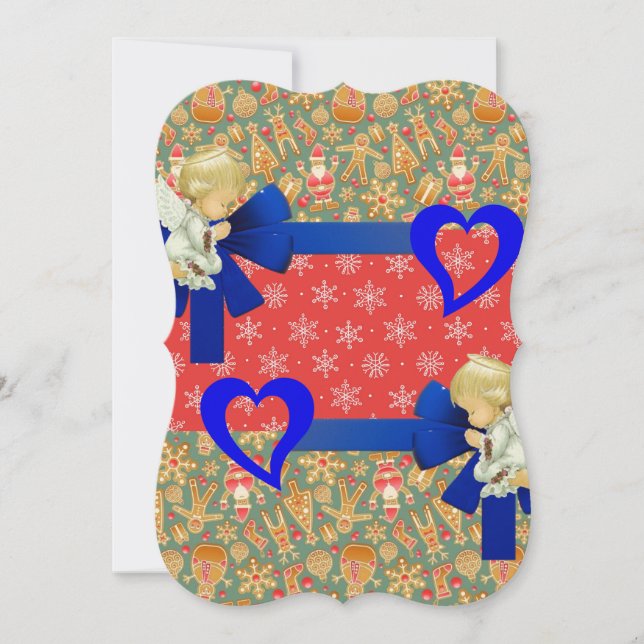 Christmas Holiday Flat Greeting Card, Angel Card (Front)