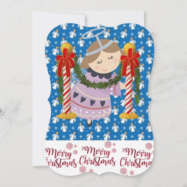Christmas Holiday Flat Greeting Card, Angel Card (Front)