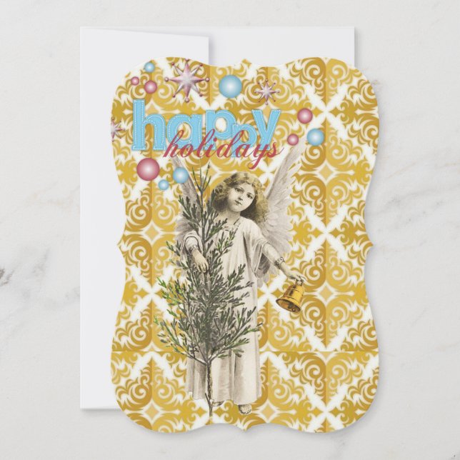 Christmas Holiday Flat Greeting Card, Angel Card (Front)