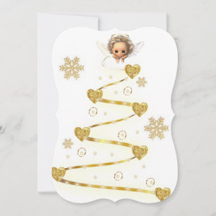 Christmas Holiday Flat Greeting Card, Angel Card