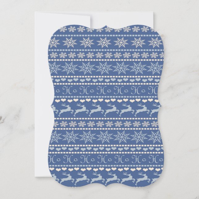 Christmas Holiday Flat Greeting Card, Blue Card (Front)